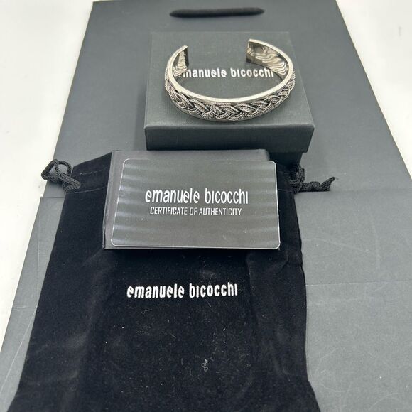 Women’s Emanuel Bicocchi braided sterling silver bracelet made in Italy - Picture 1 of 8